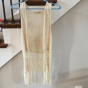 It's Our Time Ivory Knit Vest with Fringe
